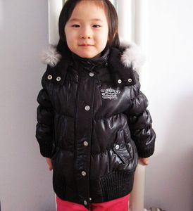 韩国欢腾HANGTEN女童黑色银灰棉衣中大童连帽立领拉链中长款棉袄