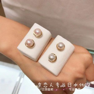 日本代购Star Jewelry 18K黄金 akoya珍珠 月亮耳钉 直邮