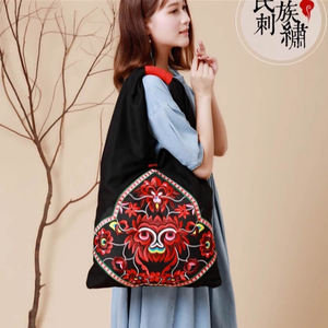 中国风休闲包民族风龙纹刺绣包包帆布包绣花包单肩包女大包手提包