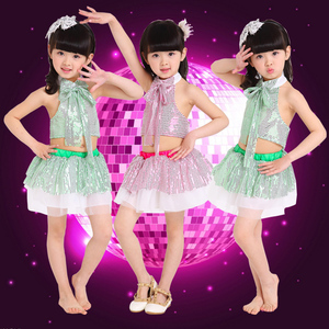 女童演出服少儿幼儿园舞台裙女童表演服装小孩跳舞裙子爵士舞蹈服