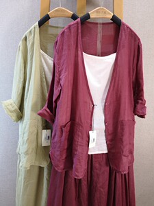 ntc710两款高支薄苎麻纯色V领开衫夏季通勤防晒衬衫 杏色&粉色