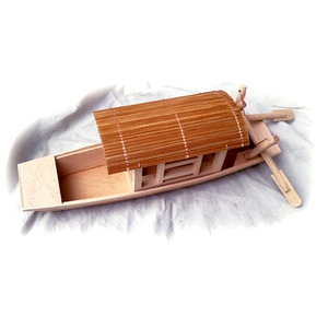 手摇带棚子小船有篷小木船模型 木制蓬蓬小渔船打渔船摆件乌篷船