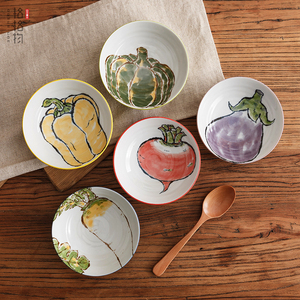 格格物日本进口西洞窑手绘蔬菜盘釉下彩陶瓷小盘饭盘日式和风餐具