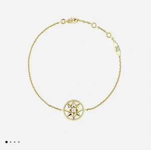 【小花奢品】️ 99新 迪奥 Dior 白贝母 18k金 八芒星罗盘手链