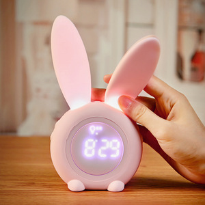 可爱智能兔子小闹钟学生专用儿童男女孩起床神器电子时钟充电闹铃