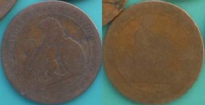 世界钱币之西班牙1870年5分CINCO青铜老币，另有好品卖18