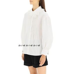 【041621】see by~C法式钩花领甜美小衫~蕾丝娃娃领泡泡袖白衬衫