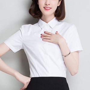 时尚夏装白衬衫女2024新款气质女装短袖韩版修身职业装正装OL衬衣