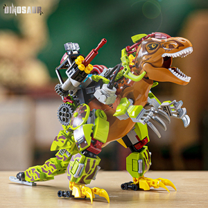 新品侏罗纪恐龙世界迅猛龙机甲机械霸王龙玩具积木人仔适用于乐高
