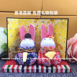 现货日本制和服樱花兔子摆件招福小兔子摆件情侣兔子摆件