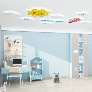 儿童书房间布置云朵天花板吊顶遮丑卧室装饰品墙面男女孩生贴纸画