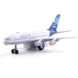 合金飞机A380客机空中客车大型客机声光回力模型儿童玩具