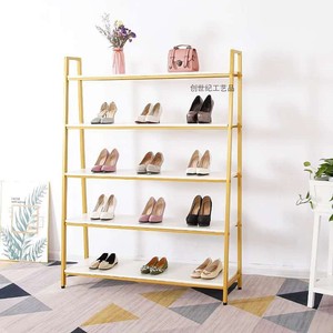 鞋店鞋架展示架包包架组合多层落地式金色女鞋铺货架服装店鞋包架