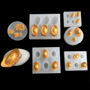 中式大小仿真元宝金币铜钱金块金条硅胶模具DIY石膏滴胶蛋糕装饰