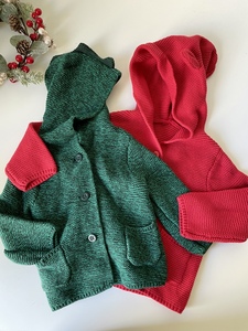 G*AP原单 圣诞新年红绿 氛围感男女童毛衣 线衣 连帽外套