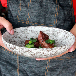 朗汀经典雪花釉陶瓷餐具日式菜盘粗陶饭盘果盘创意汤盘家用面碗