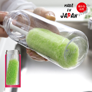 日本进口长柄洗杯刷清洁刷杯子刷软毛海绵清洁刷长把小瓶口细刷瓶