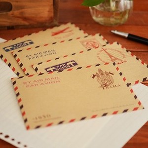 欧洲复古信封 铁塔邮戳牛皮纸西式明信片卡片收纳封规格11x16.2cm