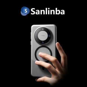 Sanlinba新款肤感瓦楞条纹磁吸手机壳适用于华为Mate60Pro磨砂透明保护壳MagSafe高级感简约防摔行李箱手机套