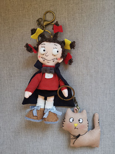 小魔女和她的小猫玩偶挂件纯手工布艺包包挂饰小公仔布偶饰物