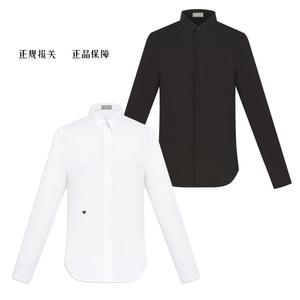 Dior迪奥经典黑色小蜜蜂男士小方领修身长袖婚礼宴会白衬衫黑衬衫