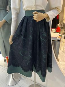 CATS韩国直邮东大门代购2023年秋冬新款女装拼色气质蕾丝半身裙