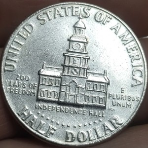 美国50美分1976年大直径30.6mm肯尼迪独立200年纪念币外国硬币