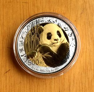 2017年中国熊猫金币发行35周年30克金12克银双金属熊猫币 证书 盒