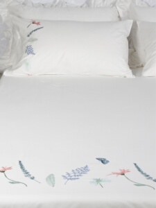 床单单件加枕套一对纯棉绣花米白色100全棉刺绣被单加宽270x250