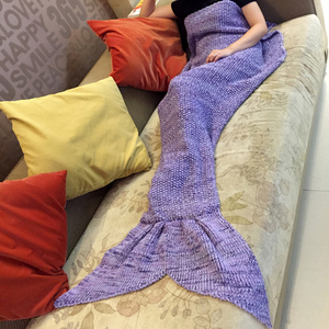 新款美人鱼毯子毛毯毛线针织鱼尾巴毯沙发盖毯空调毯生日礼物包邮