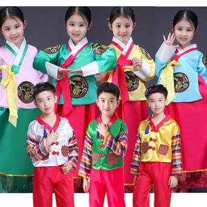 女童朝鲜族舞蹈演出服儿童民族风礼服春夏装大长今男童韩服送头饰