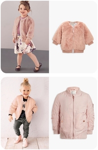 【换季清仓】英国NEXT  女童粉色刺绣仿皮草夹棉夹克薄棉服外套