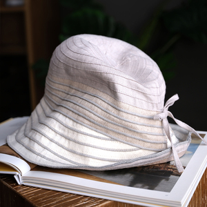 小野商 日本设计休闲亚麻渔夫帽女春夏出游防晒防紫外线遮阳帽子