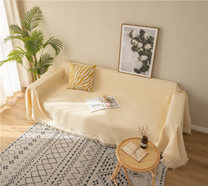 现代北欧客厅纯色万能沙发巾沙发毯防尘罩盖巾毯棉纱全盖四季通用
