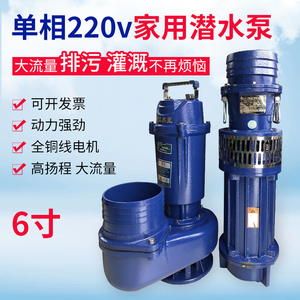 家用电220V大流量水泵农田灌溉大口径4寸6寸潜水泵农用排涝抽水泵