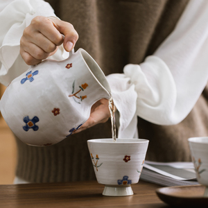 器昔日式创意复古文艺手绘花朵陶瓷咖啡分享壶咖啡杯套装家用水壶