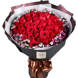 新疆昌吉市鲜花速递同城红粉玫瑰花束生日表白礼盒玛纳斯花店送花
