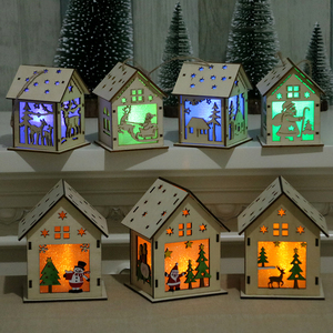 新品圣诞节礼物装饰品圣诞木房子儿童手工DIY圣诞树装饰小木屋