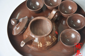 石壶天然木鱼石，正宗木鱼石，木鱼石功夫茶具， 雅趣套装壶杯子