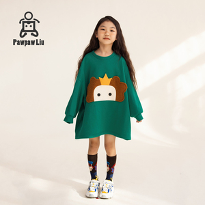 Pawpaw Liu原创设计儿童卫衣春秋新品男女童草绿色公主