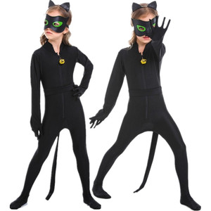 万圣节儿童演出服装Cosplay表演衣服儿童黑猫警长小猫咪化妆舞会