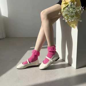 白色蕾丝袜韩国袜子东大门时尚甜美泡泡蕾丝翻边短袜女