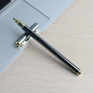 金属笔杆中性笔盖帽款式不锈钢材质0.5mm子弹头黑色水性签字笔