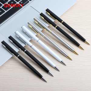 金属圆珠笔旋转商务笔 不锈钢圆珠笔原子笔转动油笔 办公用品笔