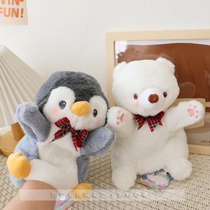 正版北极熊手偶小企鹅手套玩偶毛绒玩具布偶治愈安抚玩具腹语娃娃