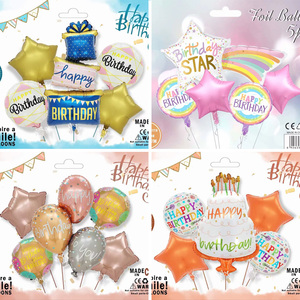 新款五件套气球外贸儿童生日派对套餐气球彩虹蛋糕卡通装饰布置