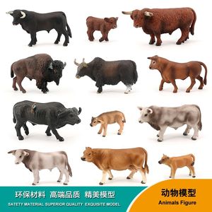 14款牛模型实心仿真公牛水牛黄牛牦牛野牛科教玩具农场动物景摆件