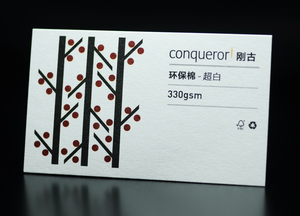 Conqueror刚古环保棉纸名片330gsm超白/米白一盒起印