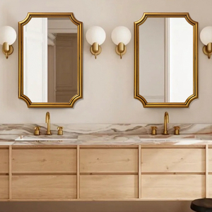 中古美式欧式卫生间壁挂镜子浴室镜法式复古梳妆台装饰镜方形简约