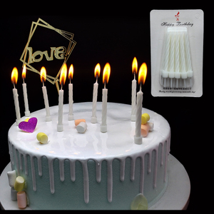 10支装白色生日蜡烛螺纹细长婚庆聚会PARTY蛋糕装饰烛